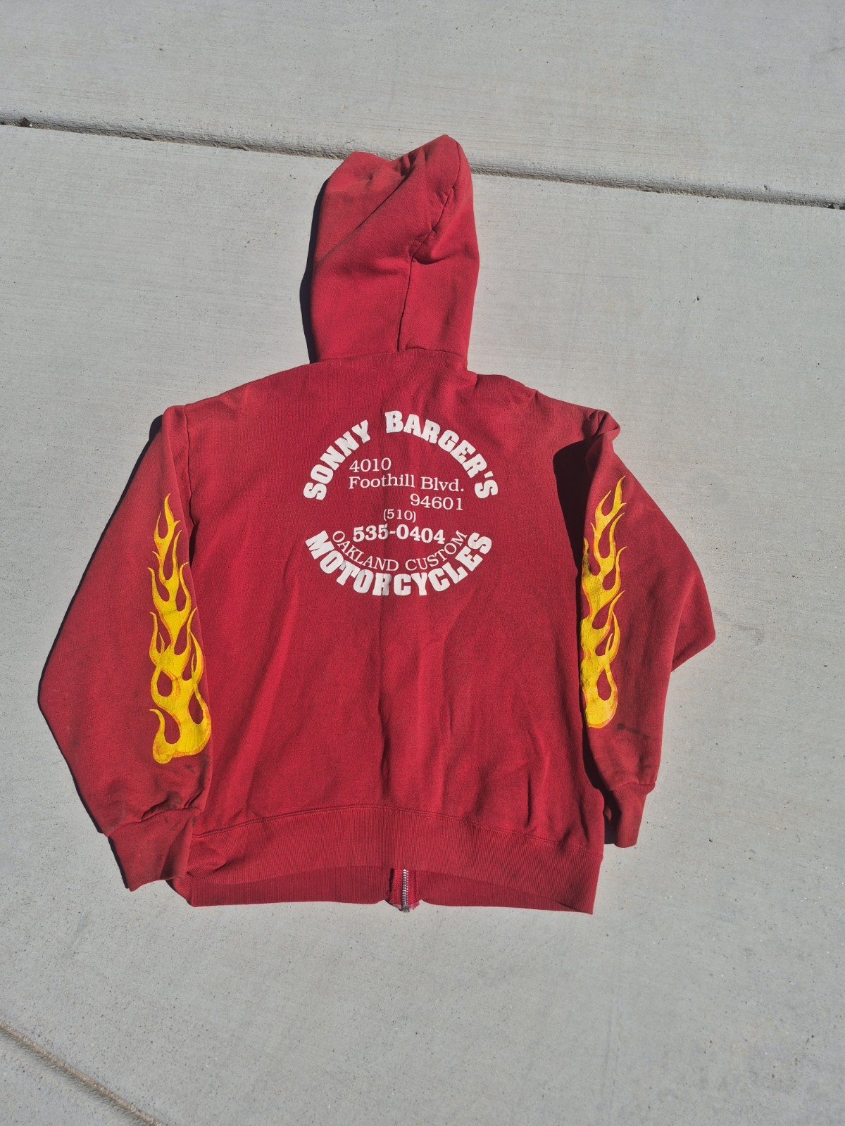 Sonny Bargers Motorcycles Swearshirt Red Flames Oakland hells angels support