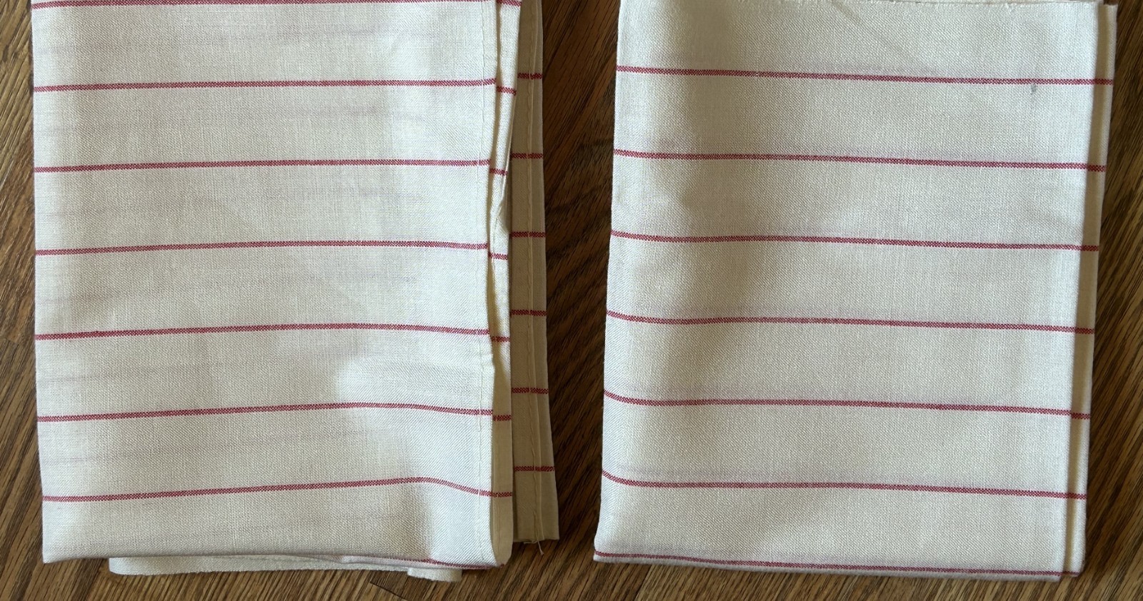 Red Pin Stripe Towels Pair 38x27 inches