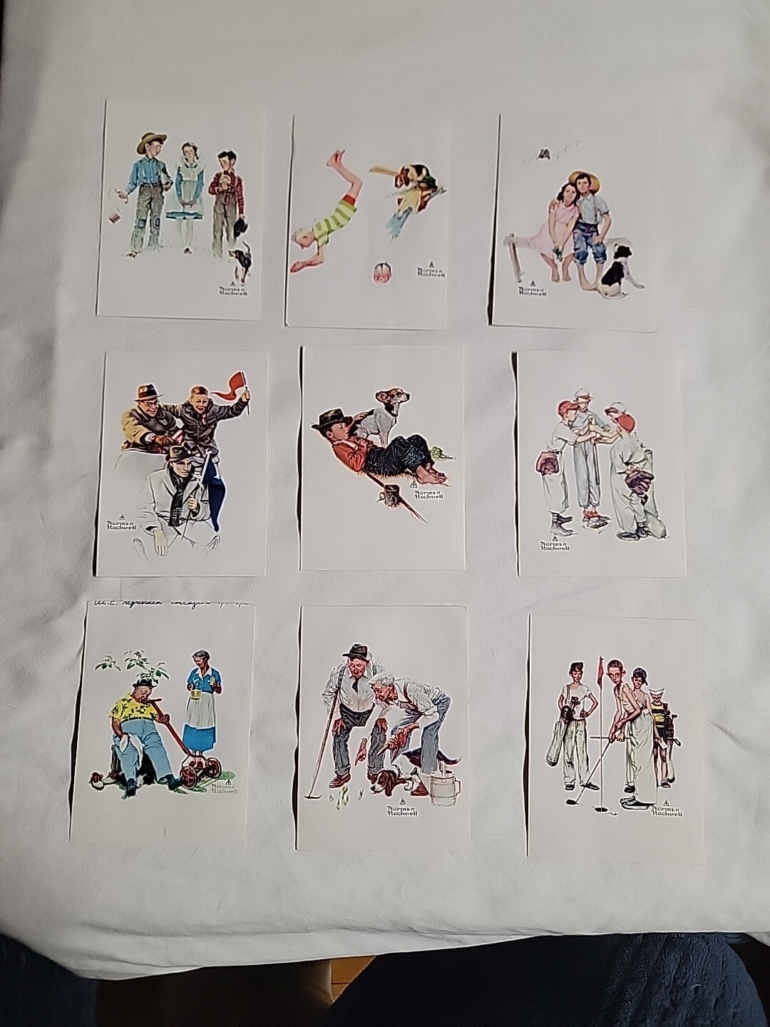 Set Of 9 Vintage Norman Rockwell Painting Copy Postcards Great Shape Set Of 9 Vintage Norman Rockwell Painting Copy Postcards Great Shape