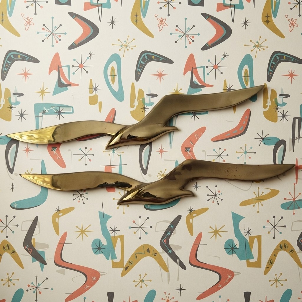 Brass Flying Seagulls Birds Vintage Wall Hanging Mid Century Modern MCM 25\