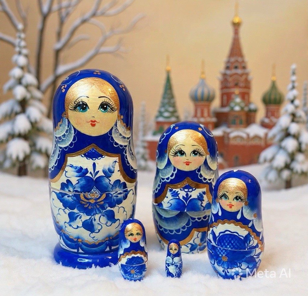 Vintage Russian Matryoshka Nesting Dolls 5 Dolls Artist Signature & Tag LOVELY