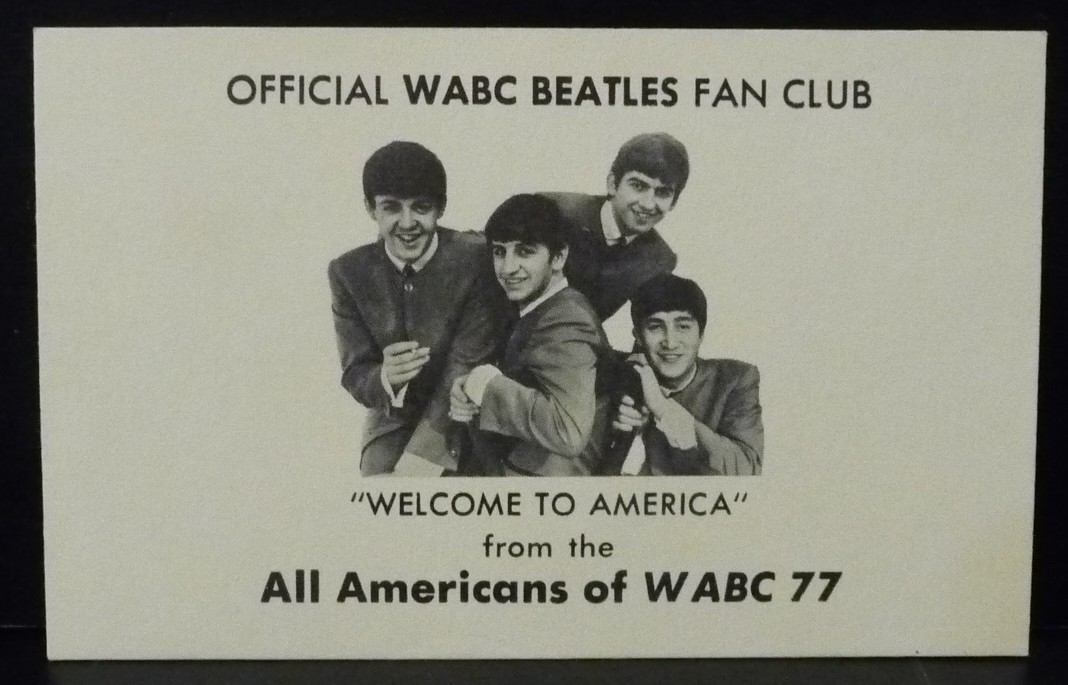 Authentic 1964 Official WABC BEATLES Fan Club Card Near Mint 4