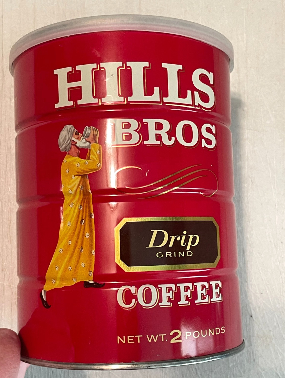 Vintage Hills Bros Drip Grind Coffee Can w/Original Lid 2 lbs. NICE CONDITION Vintage Hills Bros Drip Grind Coffee Can w/Original Lid 2 lbs. NICE CONDITION