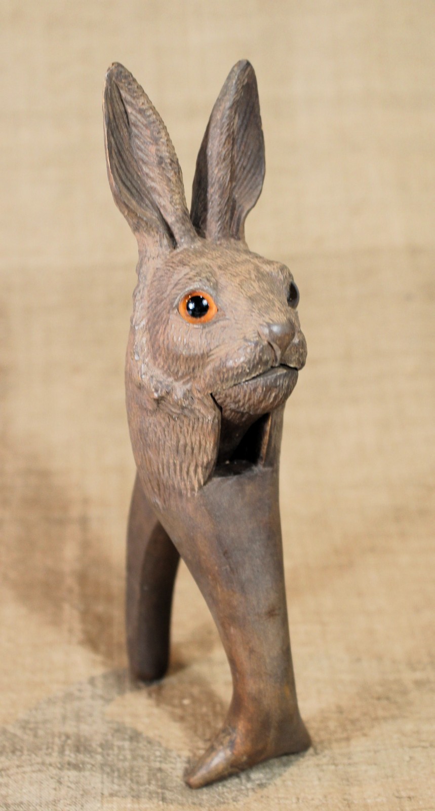 Antique Black Forest Carved Wooden Hare Rabbit Nutcracker c. 1895 Antique Black Forest Carved Wooden Hare Rabbit Nutcracker c. 1895