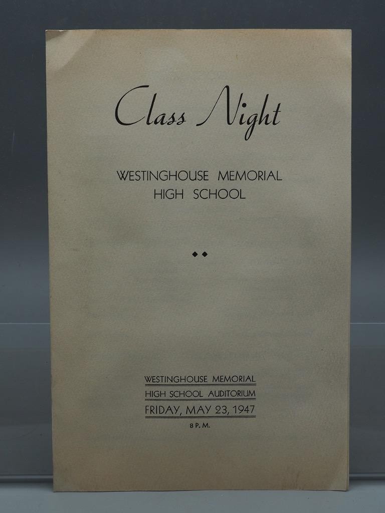 Westinghouse School Class Night Program 1947 Pittsburgh Pennsylvania