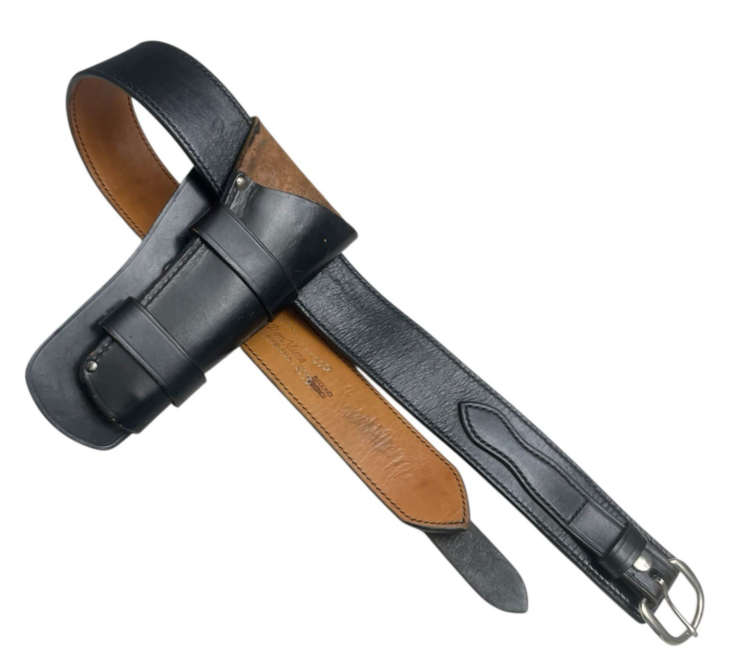 Don Hume Gun Holster & Belt Size 32 Black Leather Miami, Oklahoma USA Vintage