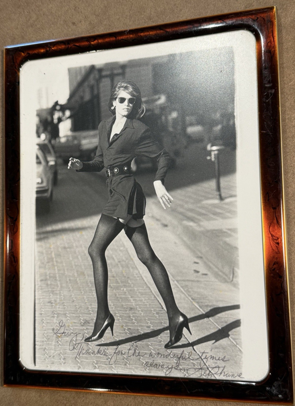 Vintage Framed Fashion Photograph Signed “Stephanie” Attributed Seymour 10 Inch