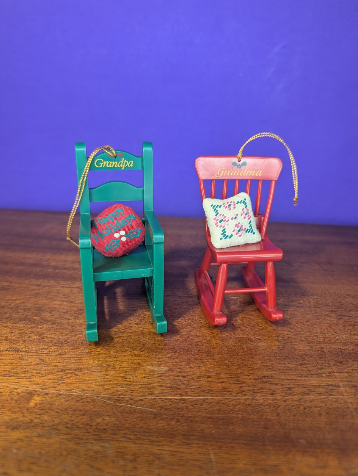 Vintage 1988 Avon Grandma And Grandpa Rocking Chair Christmas Tree Ornaments  
