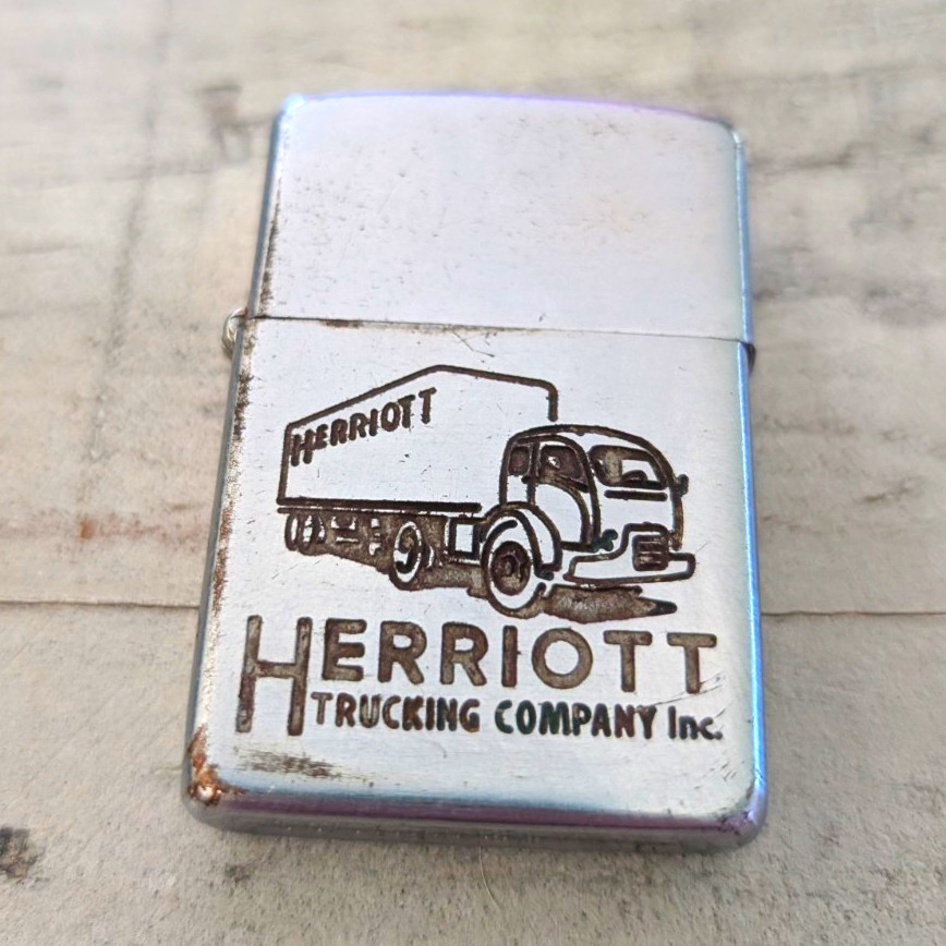 Vintage 1953-1954 Steel Zippo Herriott Trucking Company Advertising Lighter