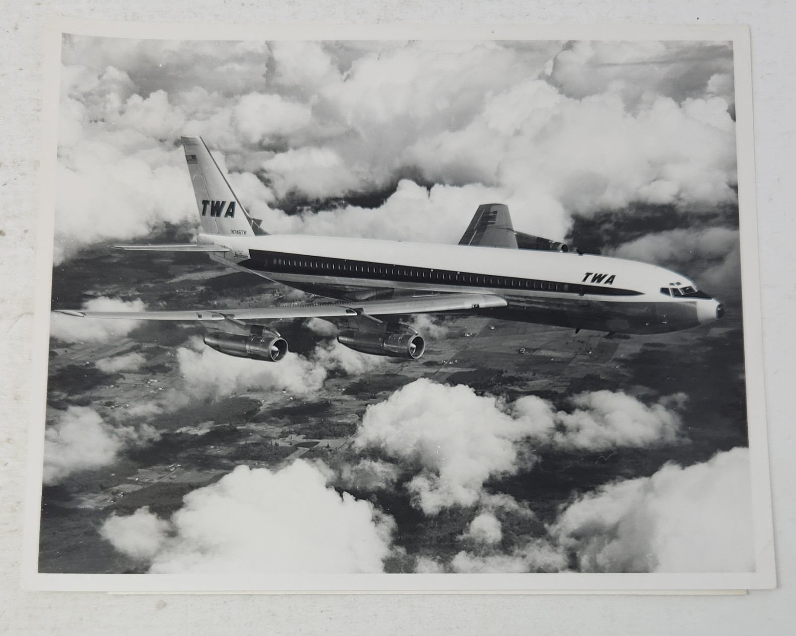 Vintage 1962 Boeing Press Photo TWA 707-131B StarStream Jet Airliner W/Snipe Vintage 1962 Boeing Press Photo TWA 707-131B StarStream Jet Airliner W/Snipe