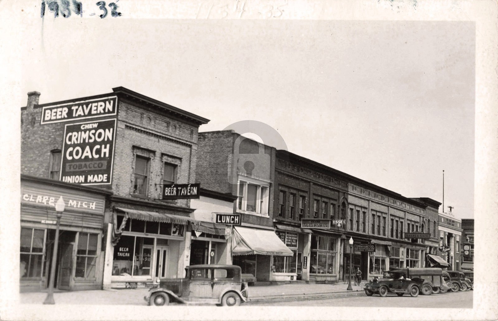 Street View Clare MI Michigan 1934 RPPC Photo Postcard COPY