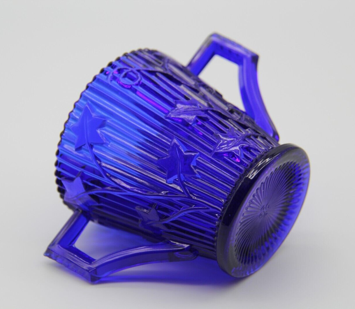 Vtg Imperial Ivy Sugar Bowl Cobalt Blue Glass Pioneer Save Imperial Committee