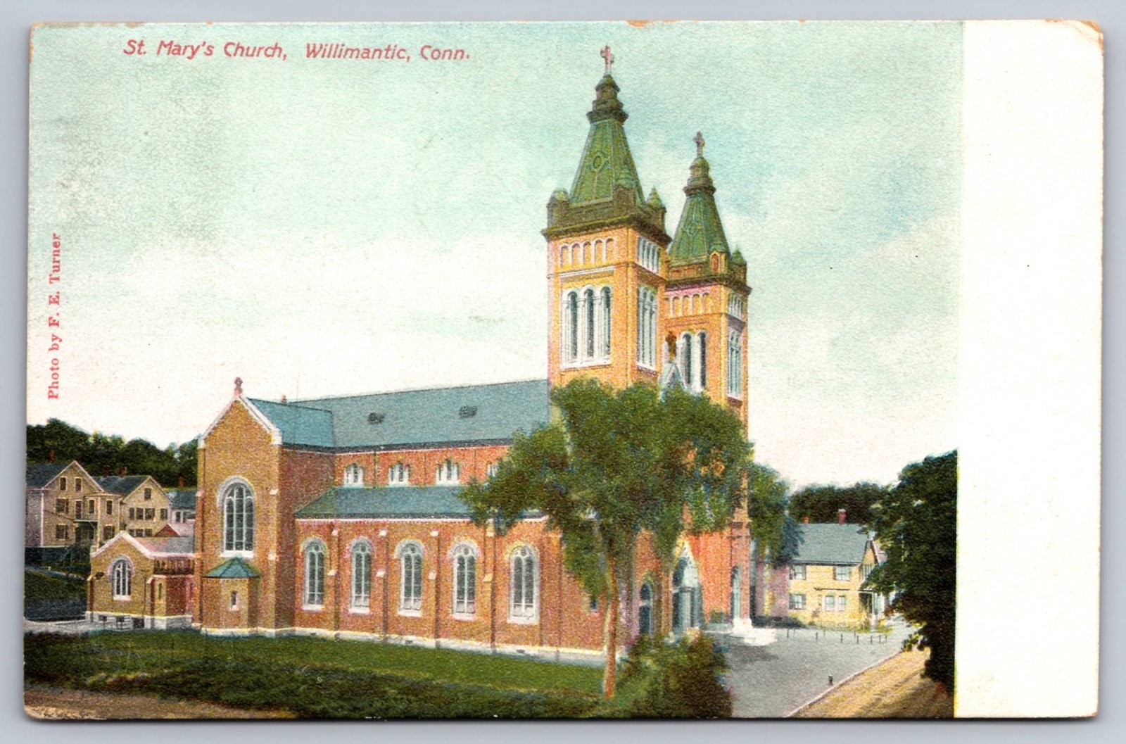 St. Mary\'s Church Willimantic Connecticut Antique Postcard c.1908