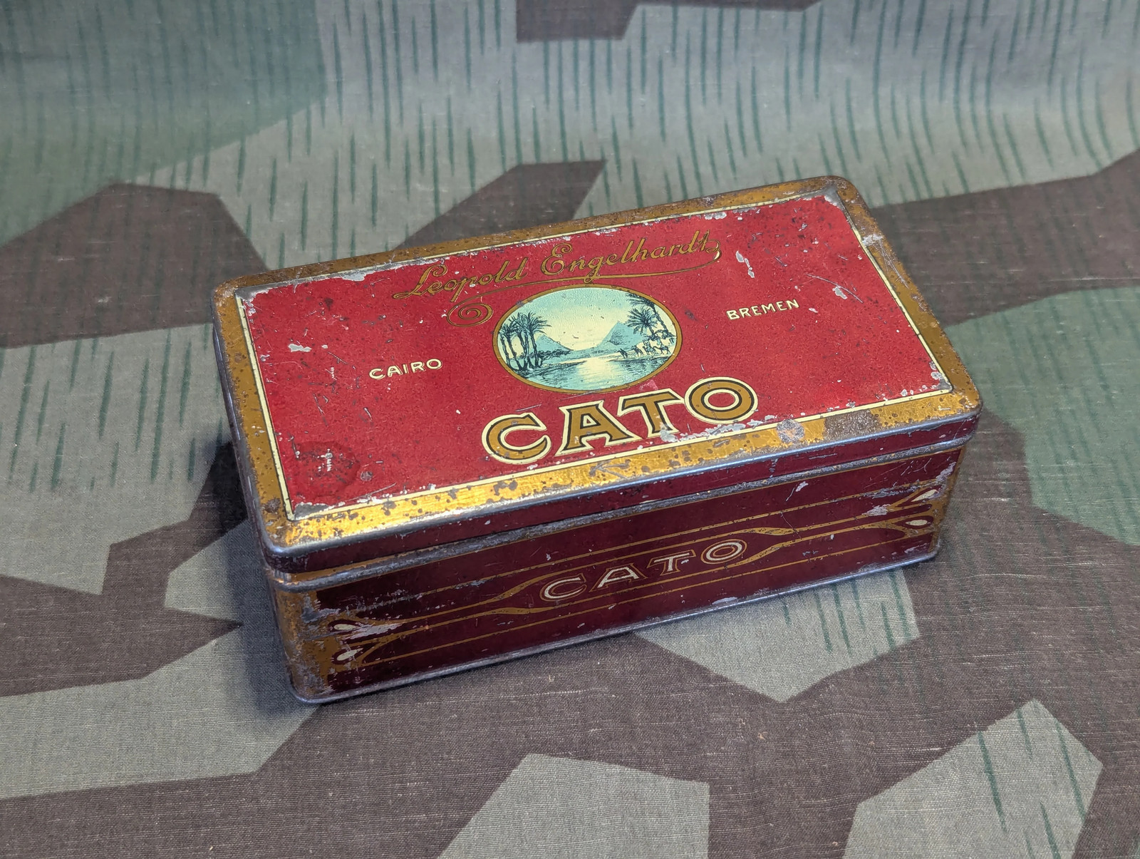 Vintage German Cato Cigarette Tin 1920s 1930s Pre WWII Leopold Engelhardt Empty Vintage German Cato Cigarette Tin 1920s 1930s Pre WWII Leopold Engelhardt Empty