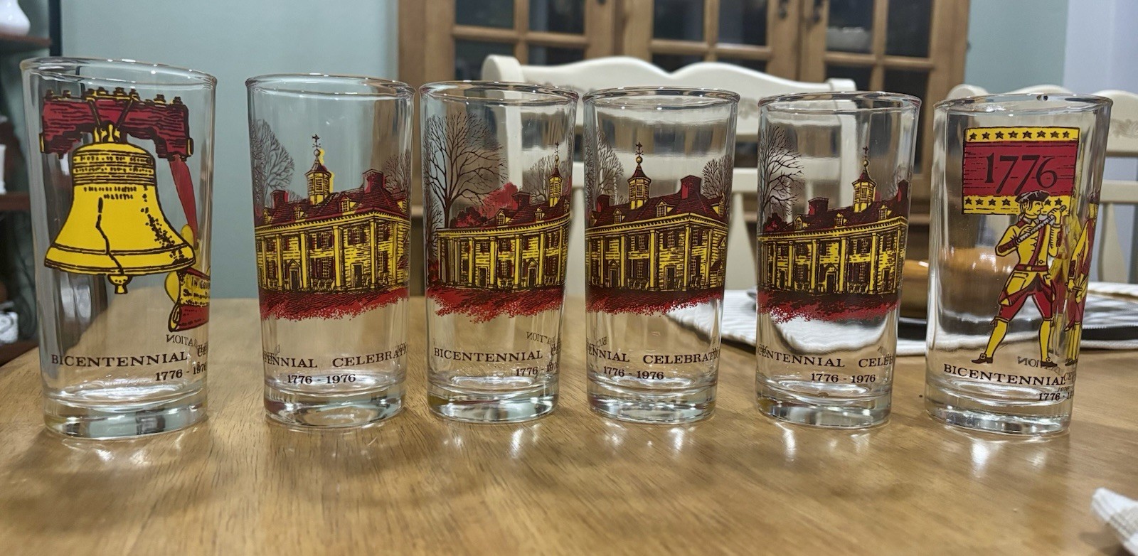 Vintage A&P Peanut Butter Glasses 1976 Bicentennial - Set of 5 + 1 Chipped Vintage A&P Peanut Butter Glasses 1976 Bicentennial - Set of 5 + 1 Chipped