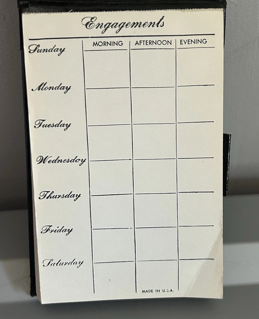 VTG Daily Schedule Black Book Morning Afternoon Evening Engagements 80s 90s USA