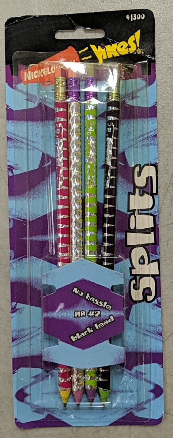 Yikes Splits 4 No 2 Pencils Nickelodeon Vintage 1990's New Unopened