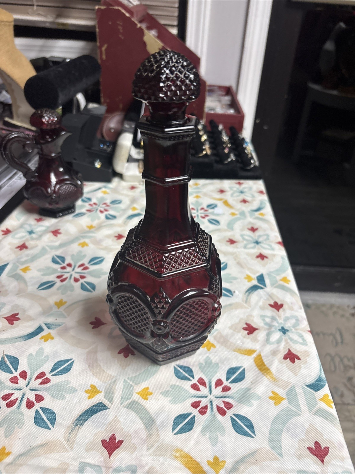 Vintage Avon Ruby Red Cape Cod Glassware Decanter 