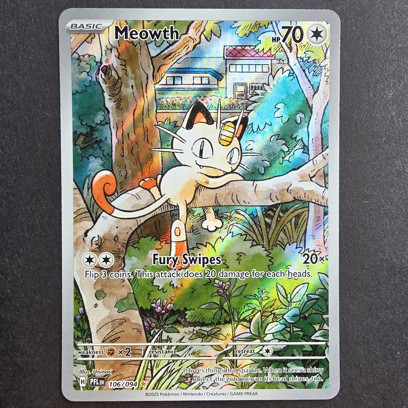 Meowth 106/094 ME: Phantasmal Flames Illustration Rare Pokemon TCG Card English 