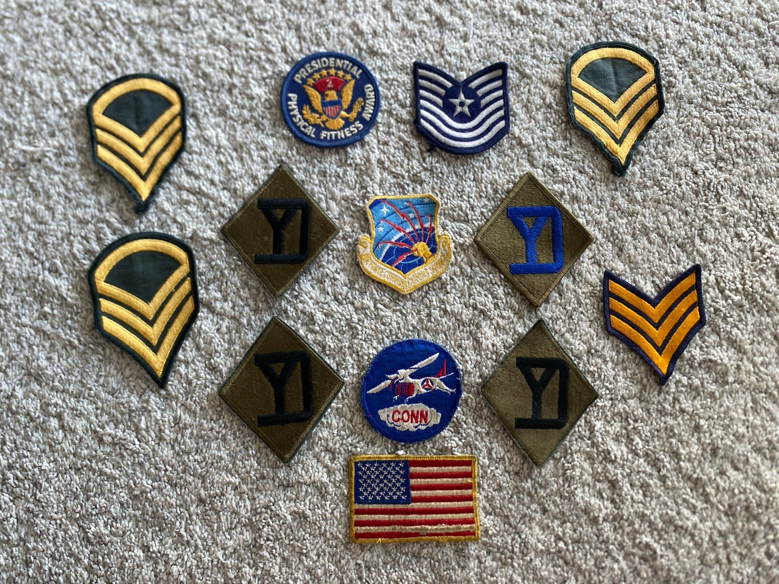 Vintage US Military Patches Lot - WWII 43rd Infantry, Rank Insignia & Awards