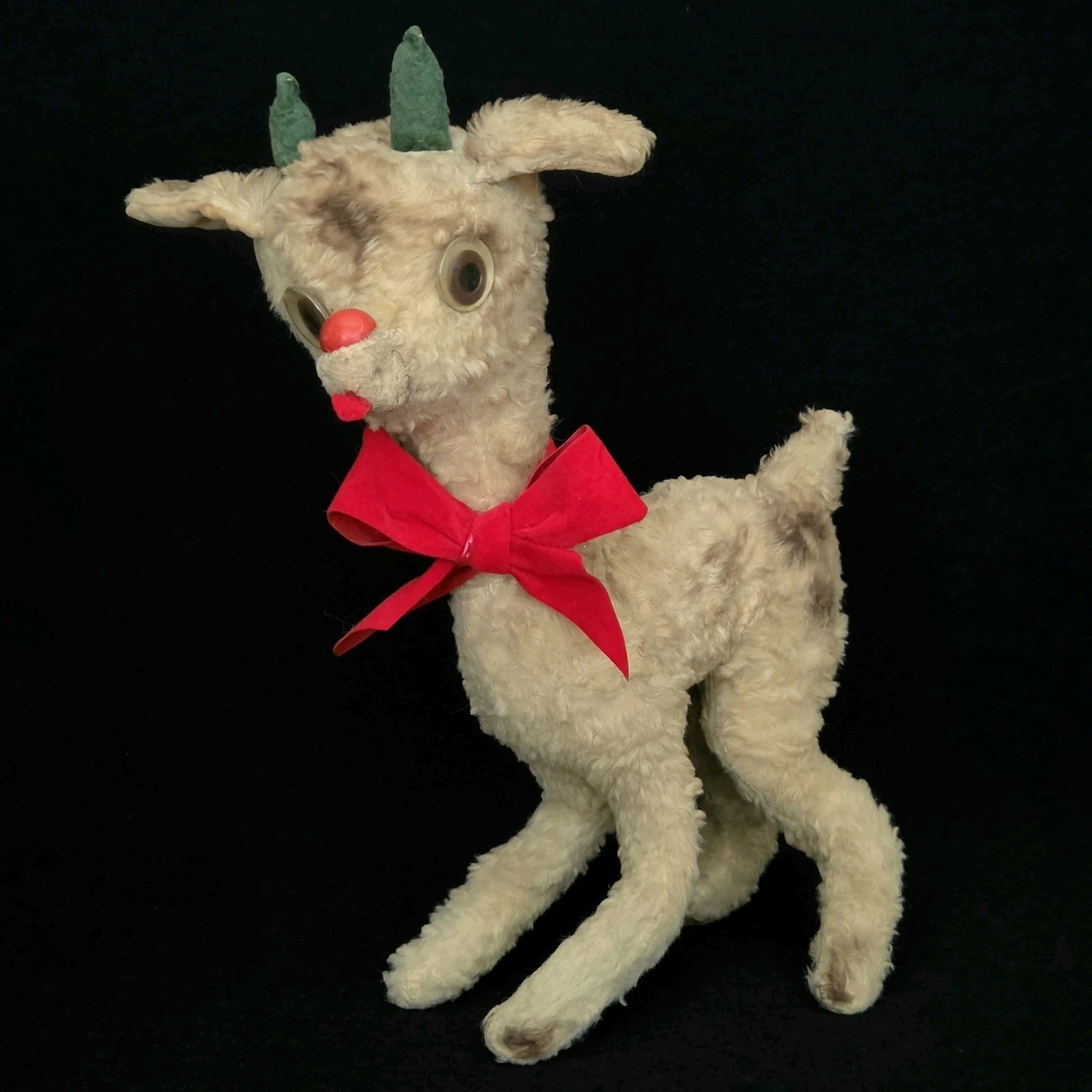 Vintage 1930s RLM Montgomery Ward Rudolph Red Nosed Reindeer Googly Eyes Plush 