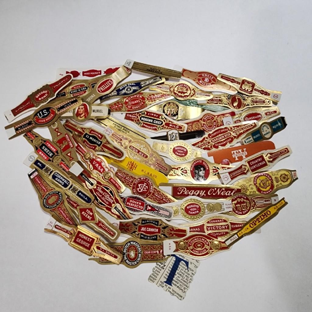 47 different cigar bands vintage embossed labels lot of 50 old cigar labels T