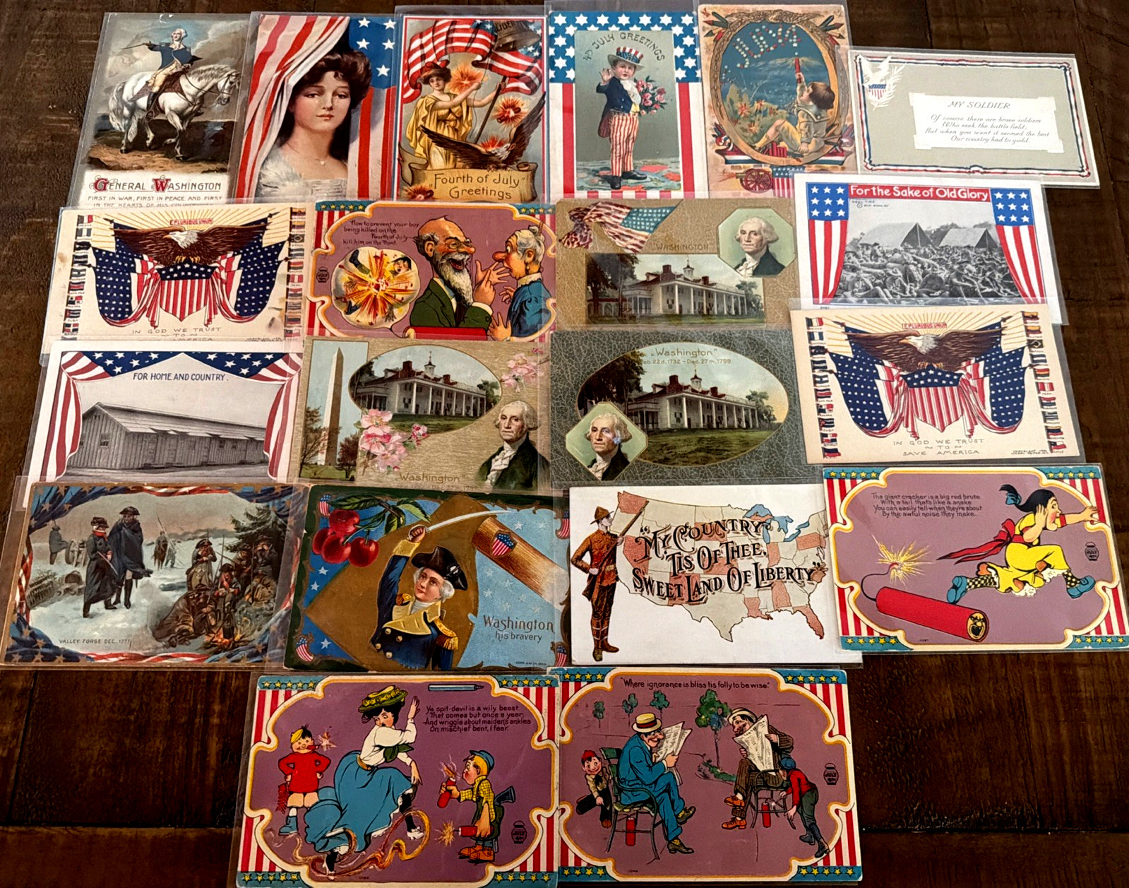 Lot of 20 Antique~ Patriotic Postcards~ Washington~July 4th~Flags~etc.~s511 Lot of 20 Antique~ Patriotic Postcards~ Washington~July 4th~Flags~etc.~s511