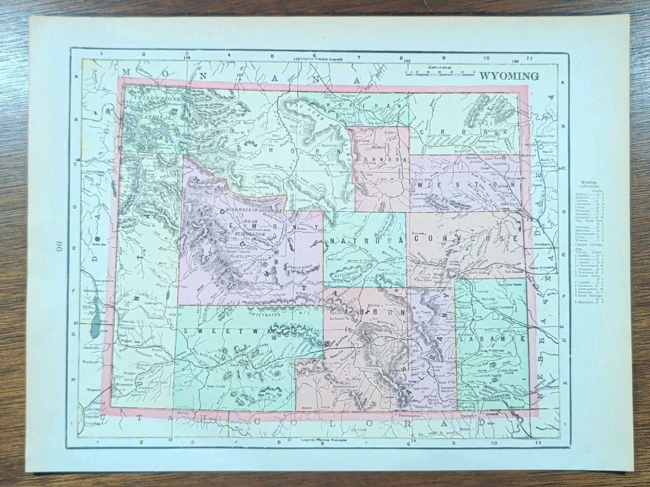 Vintage 1899 WYOMING Map 14\