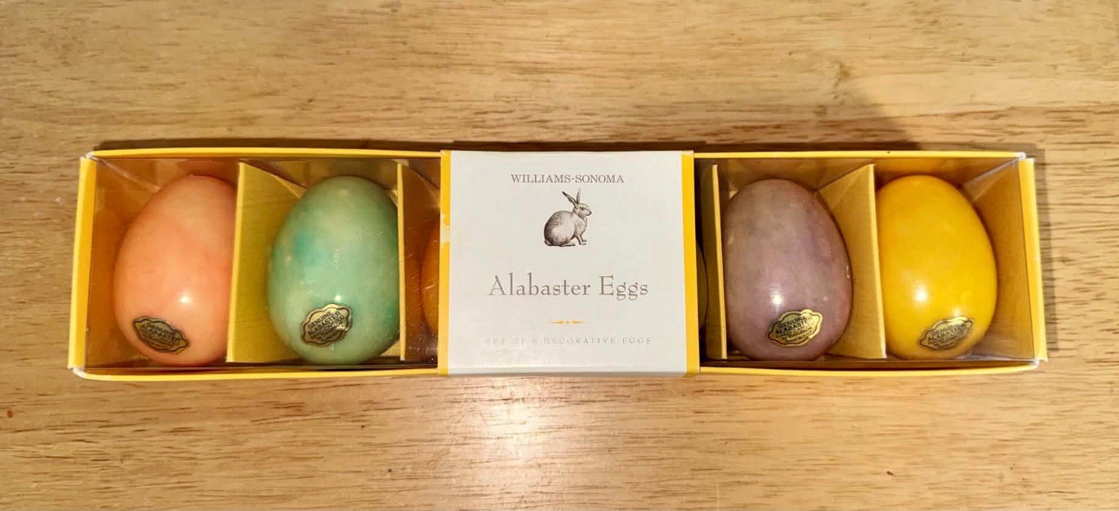 Williams Sonoma Ducceschi Italy Set of 6 Hand Carved Alabaster Eggs New in Box Williams Sonoma Ducceschi Italy Set of 6 Hand Carved Alabaster Eggs New in Box