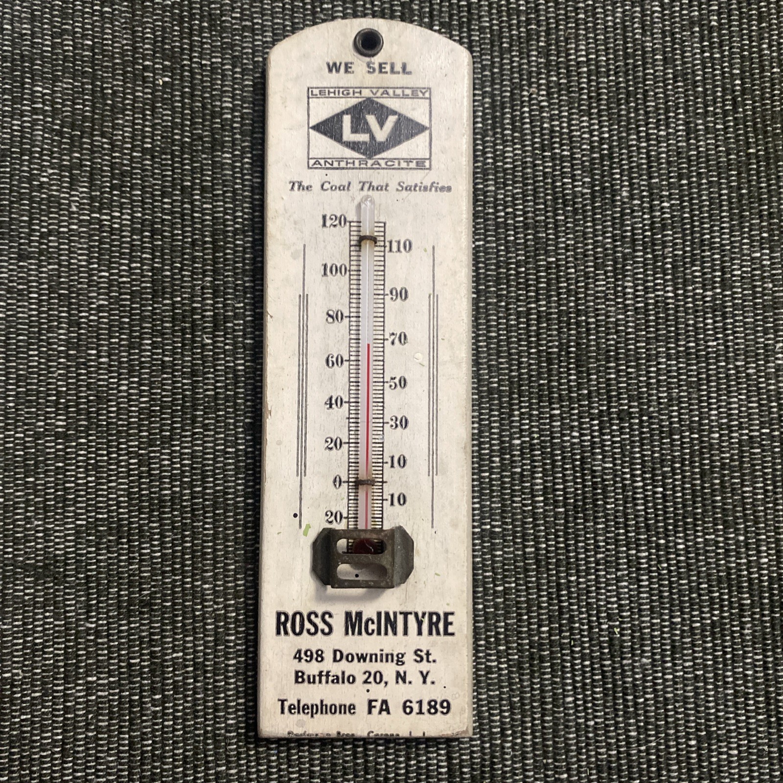 Vintage Lehigh Valley Anthracite Advertising Thermometer Buffalo NY Coal