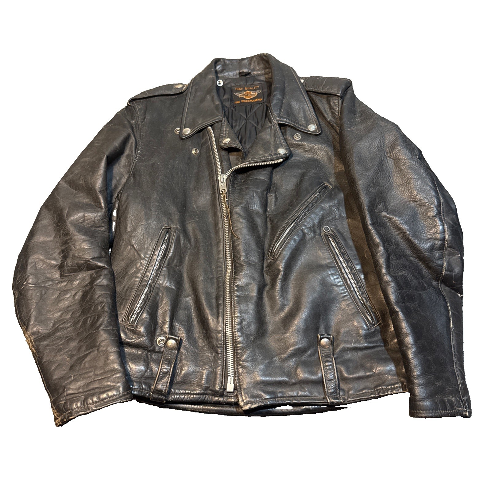 1950’s - 1960’s Harley-Davidson Black Horse Hide Biker Jacket large?
