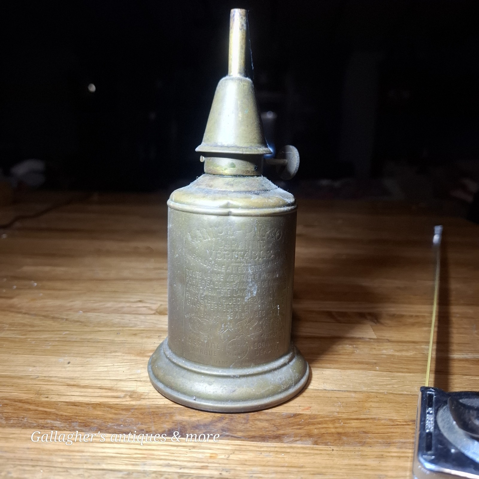 Vintage French Brass Lampe Pigeon Antique Kerosene Petroleum Safety Oil Lamp Vintage French Brass Lampe Pigeon Antique Kerosene Petroleum Safety Oil Lamp