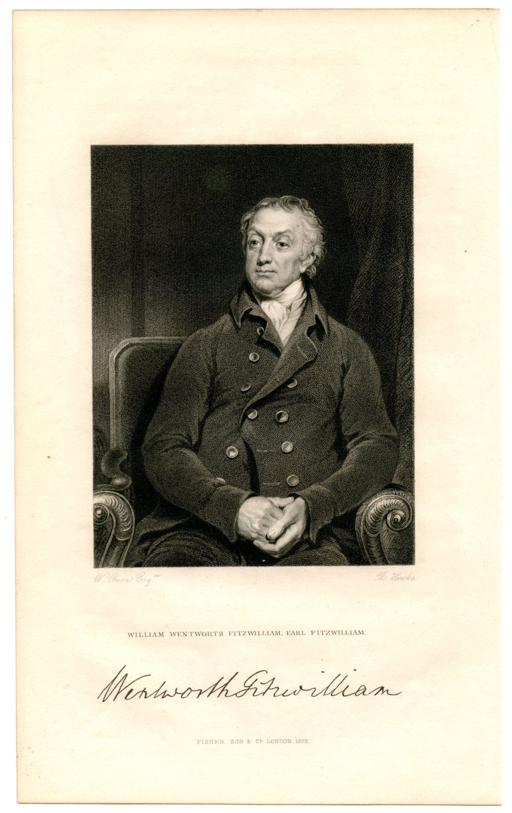 WILLIAM WENTWORTH FITZWILLIAM, British Whig Statesman, 1829 Steel Engraving 9629 WILLIAM WENTWORTH FITZWILLIAM, British Whig Statesman, 1829 Steel Engraving 9629