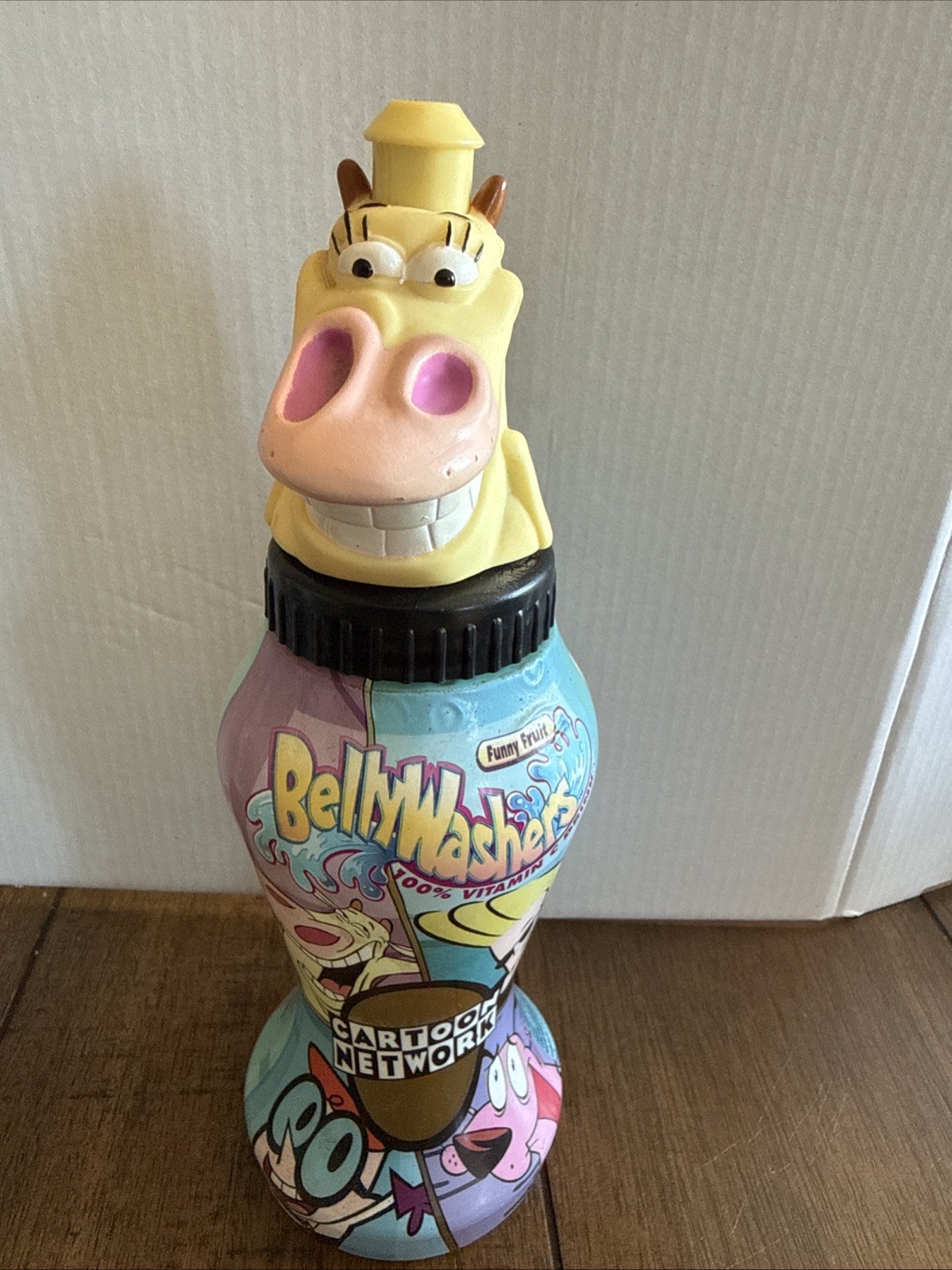 Vintage Belly Washers Cartoon Network Cow & Chicken Empty Bottle & Topper RARE Vintage Belly Washers Cartoon Network Cow & Chicken Empty Bottle & Topper RARE