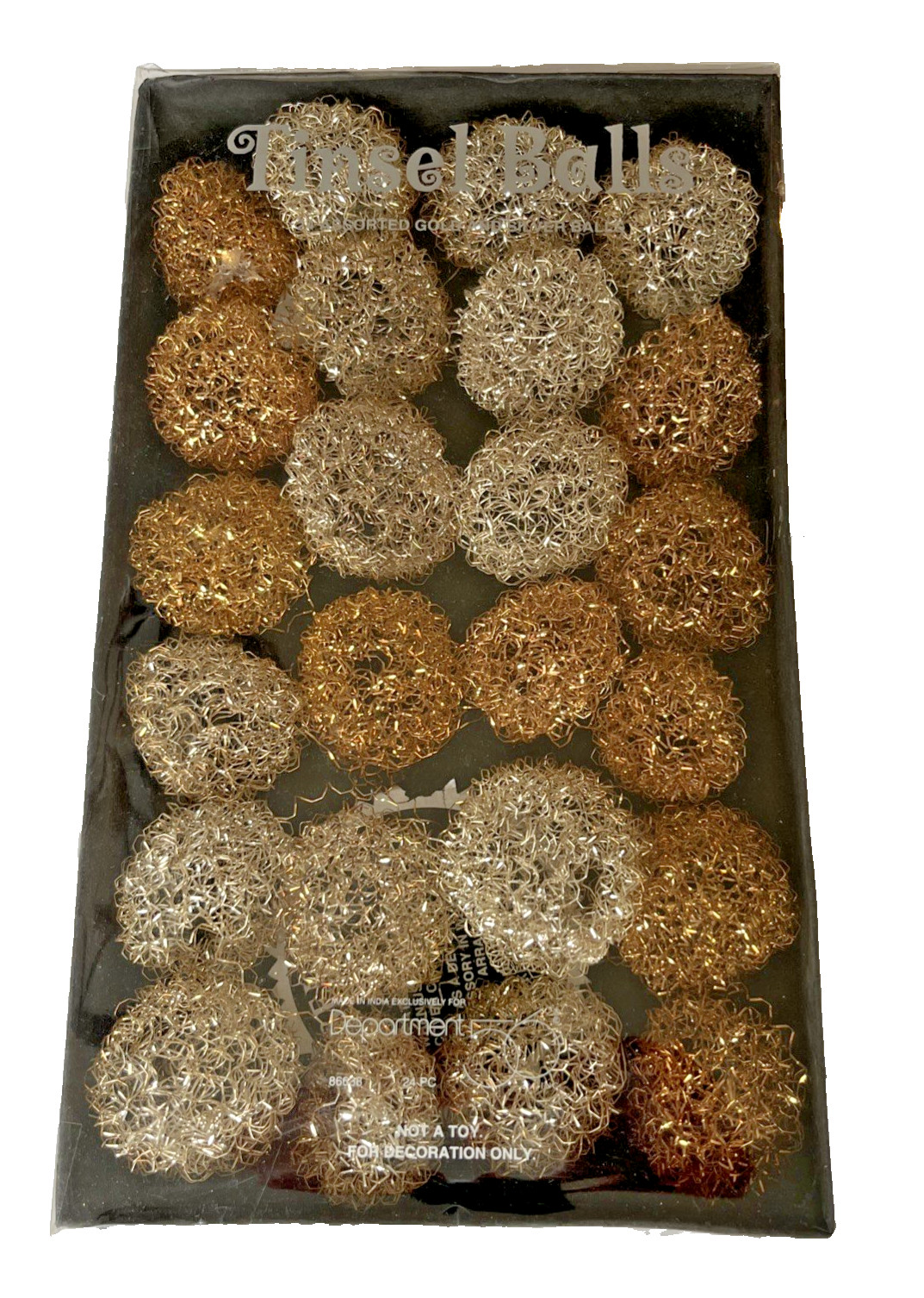 Department 56 TINSEL BALLS Gold And Silver Christmas Wire Mesh Holiday Lot of 24 Department 56 TINSEL BALLS Gold And Silver Christmas Wire Mesh Holiday Lot of 24