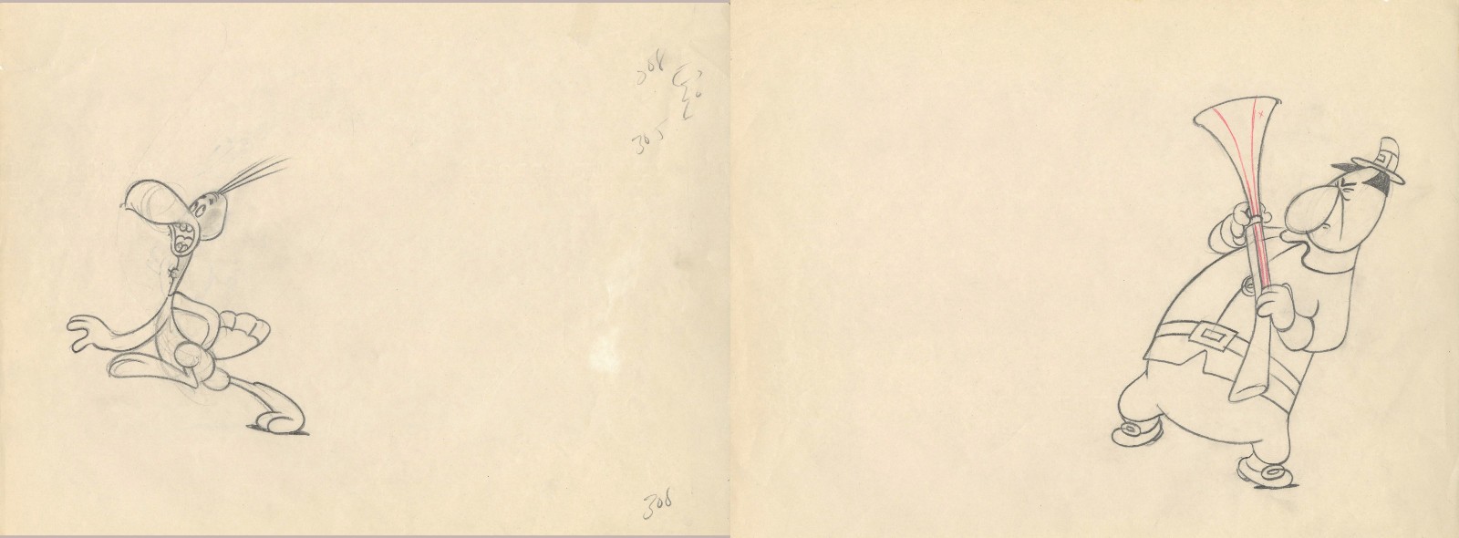 MGM:Tex Avery-Jerkey Turkey-Pilgrim and Turkey-Original Production Drawings-1945