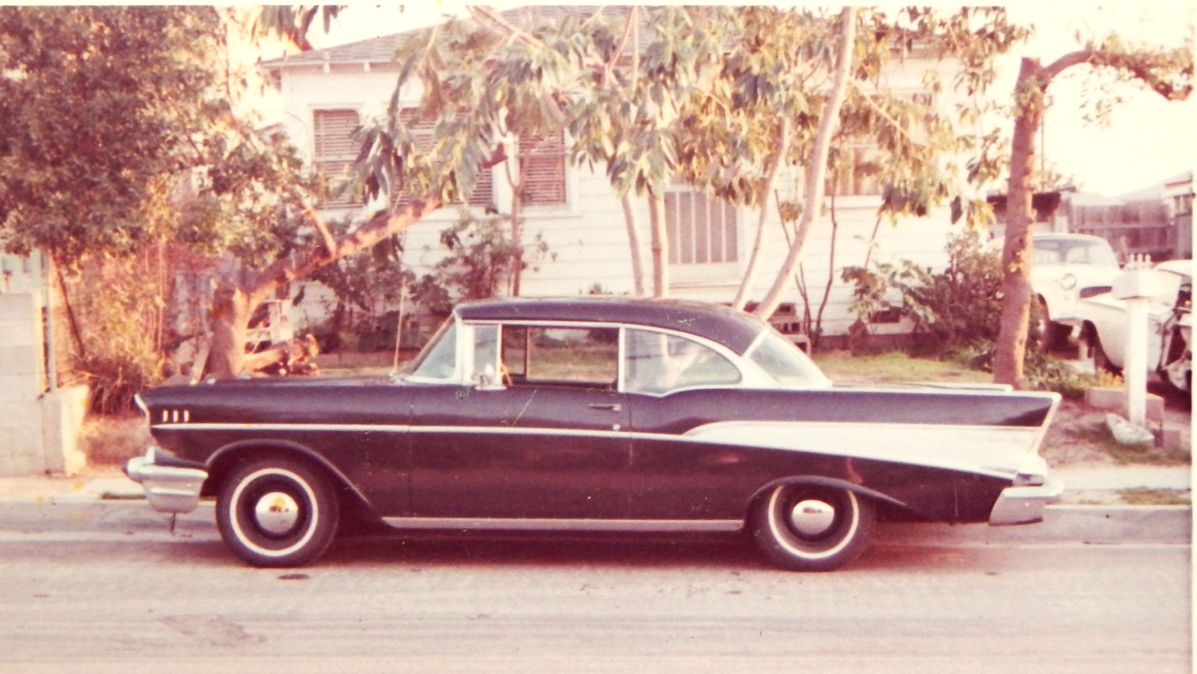 VTG PHOTO 1957 CHEVROLET BEL AIR COUPE AUTOMOBILE CAR OOAK 3.5\