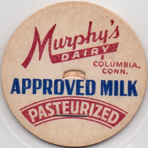 Milk Bottle Cap - Murphy's Dairy - Columbia, CT (Connecticut) - APPROVED MILK