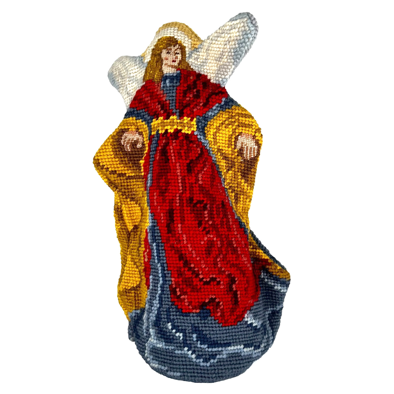 Vintage 1992 Lillian Vernon Christmas Angel Wool Needlepoint Tree Topper 10.5 Vintage 1992 Lillian Vernon Christmas Angel Wool Needlepoint Tree Topper 10.5