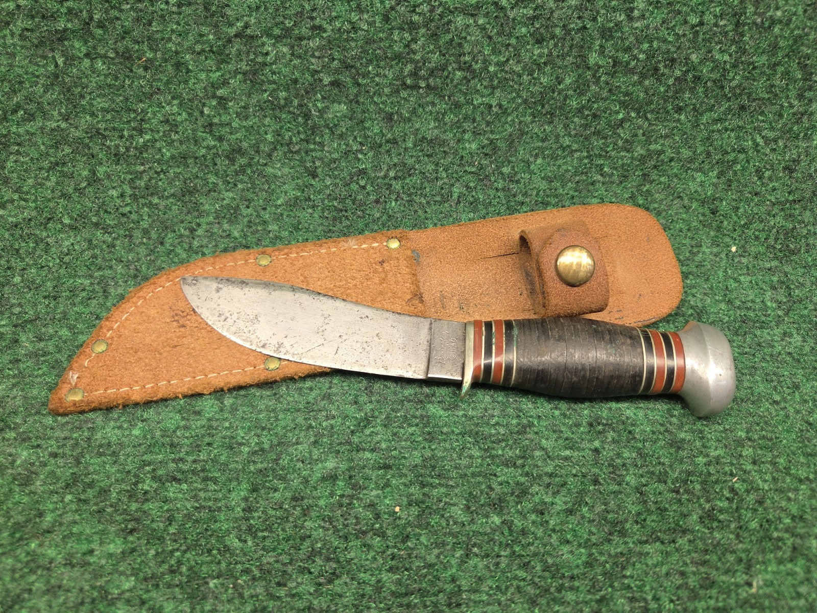 Vintage Remington RH-32 Hunting Knife, Stacked Leather, Rare Collectible, c.1933