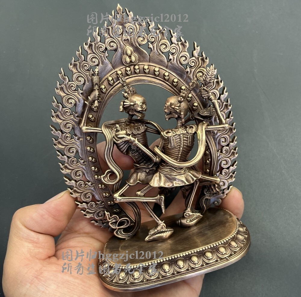 4.7\'\' Brass Tibet Chitipati Shri Shmashana Adhipati Protector Statue Temple Lord