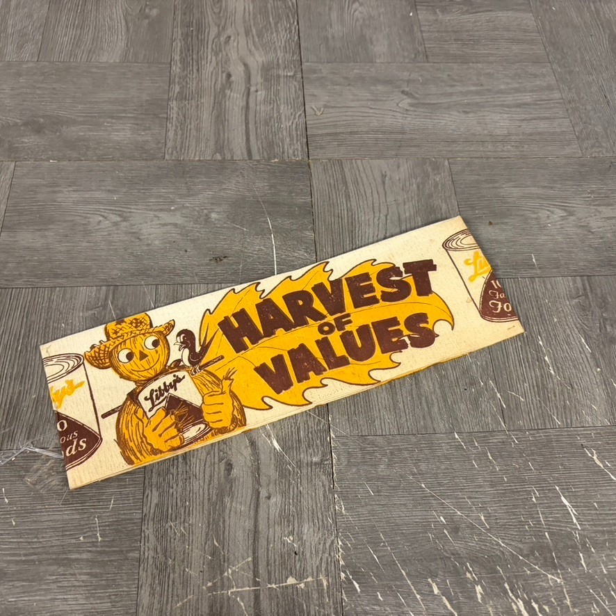 Vintage 1960\'s Libby\'s Harvest of Values Supermarket Advert Scarecrow Hat Paper
