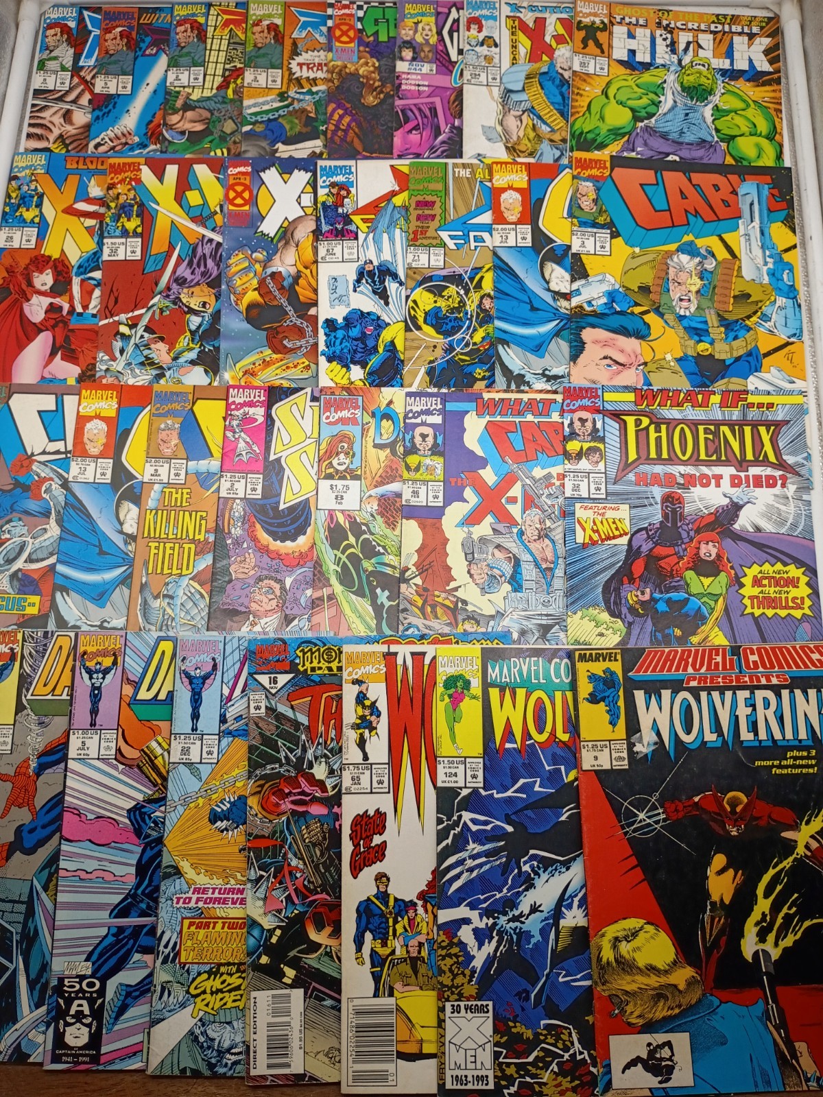 Vintage 90s Marvel Comics 30 Book LOT A Wolverine Cable X-Men Hulk Darkhawk