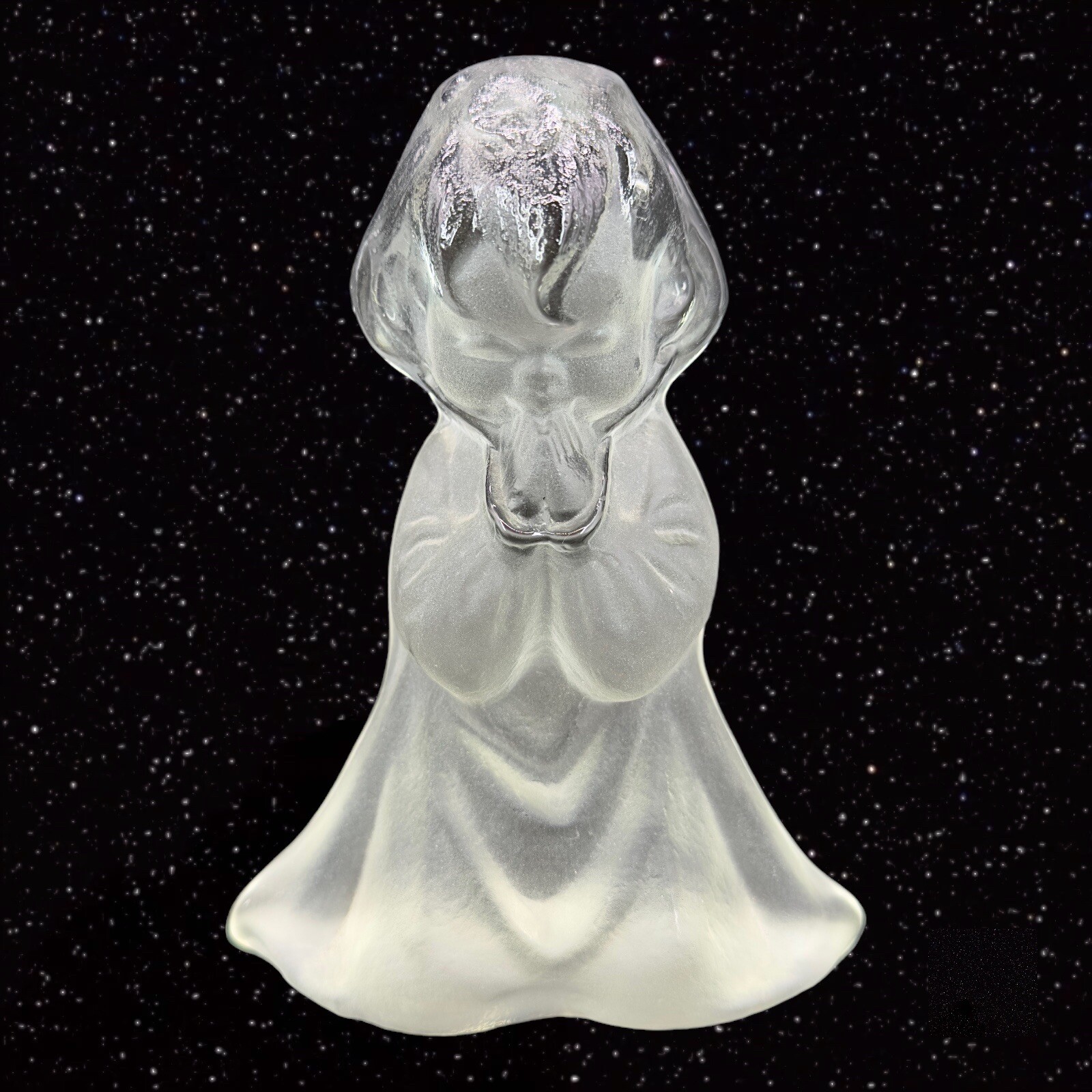Vintage Viking Glass Crystal Frosted Praying Girl Paperweight Bookend Hand Made Vintage Viking Glass Crystal Frosted Praying Girl Paperweight Bookend Hand Made