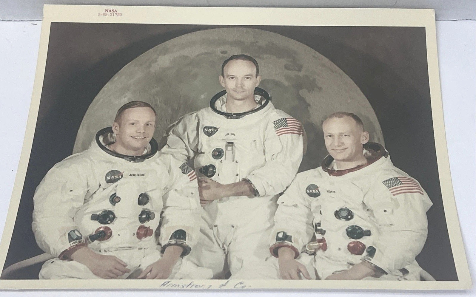 Apollo 11 NASA Red Number Photo Crew Vintage Photograph Armstrong Aldrin Collins