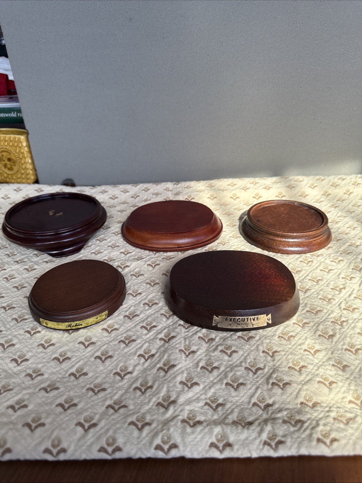5  Vintage Wooden Figurine Display Stands