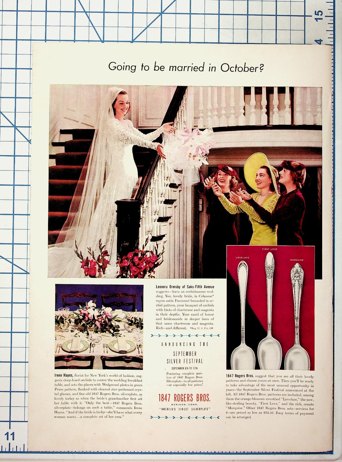 1950s 1847 Rogers Bros Silverplate Ad Bride Wedding Lovelace First Love Marquise 1950s 1847 Rogers Bros Silverplate Ad Bride Wedding Lovelace First Love Marquise