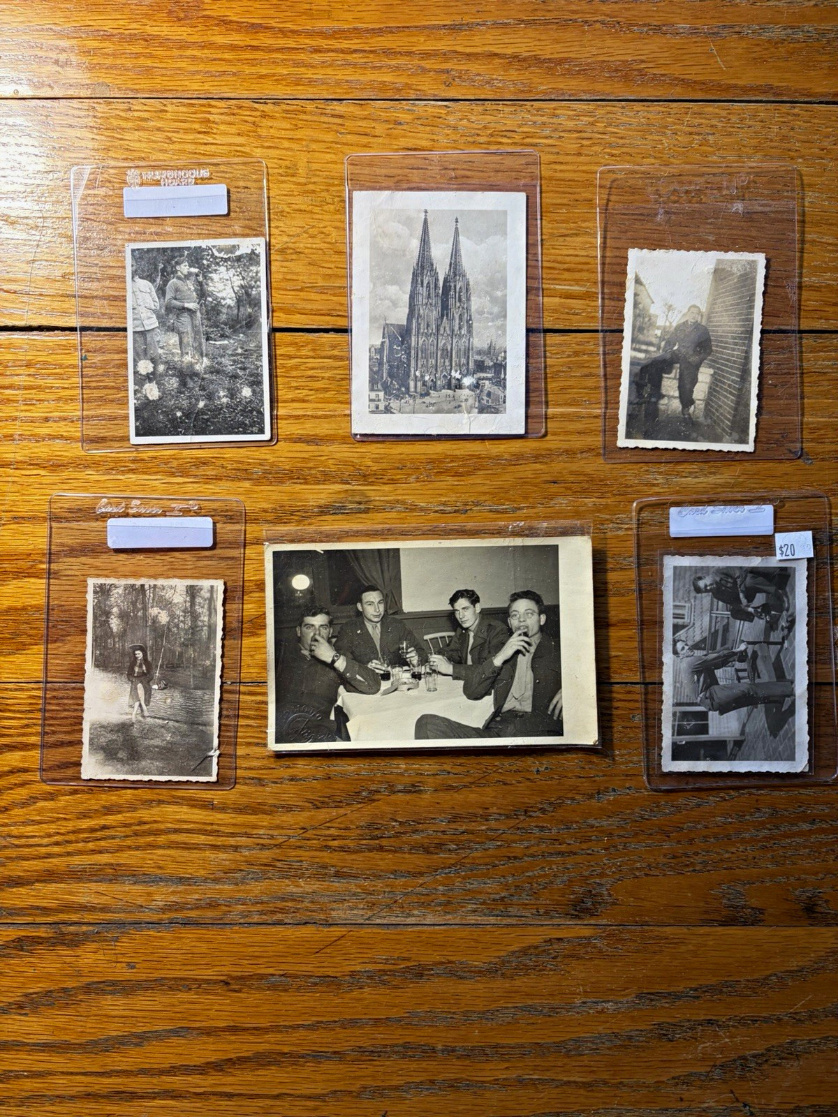 Lot of 6 Vintage Black & White Photographs with Cathedral Postcard