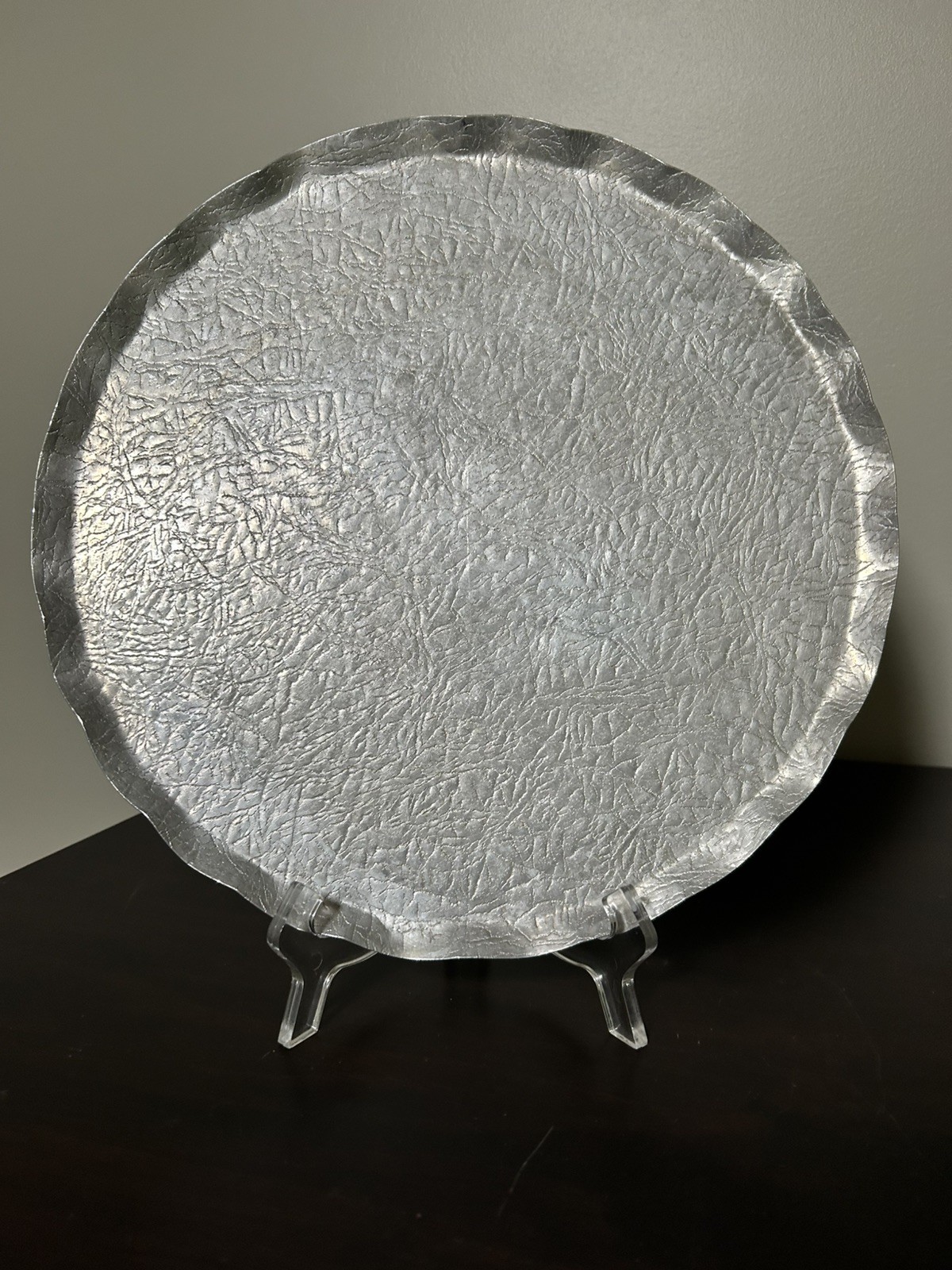 Vintage Crinkle Etched Aluminum Serving Tray 13\
