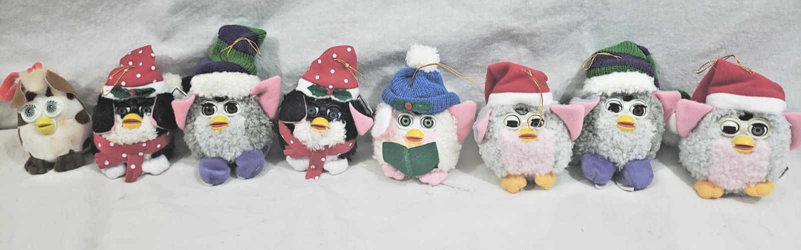 LOT OF 8 VINTAGE FURBY CHRISTMAS ORNAMENTS 1999 TIGER ELECTRONICS